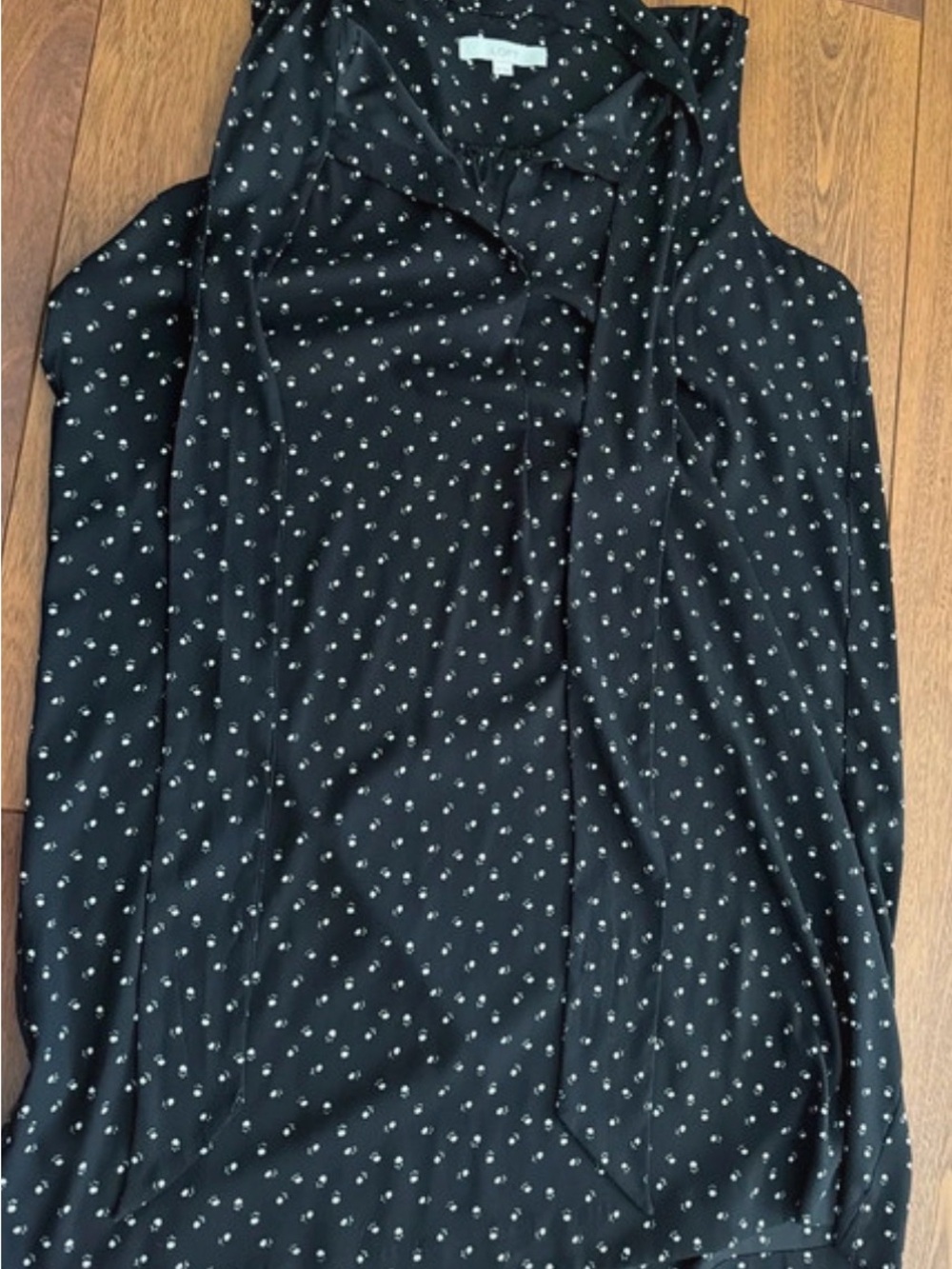 LOFT Black Sleeveless Polka Dot Dress